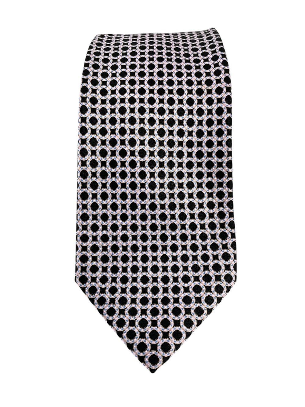 Stefano Ricci Mens 100% Silk Tie Black Pink Blue Geometric Made in Italy